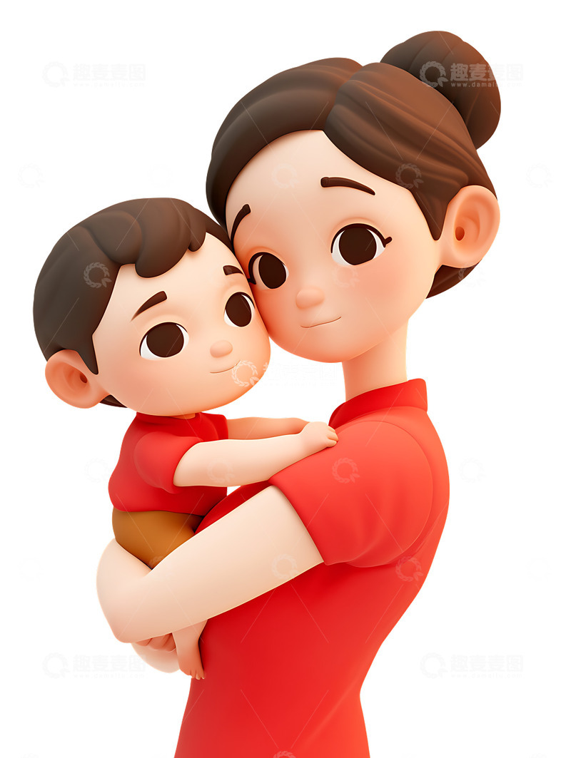 高清大图下载【趣麦麦图】母亲抱着小孩子2