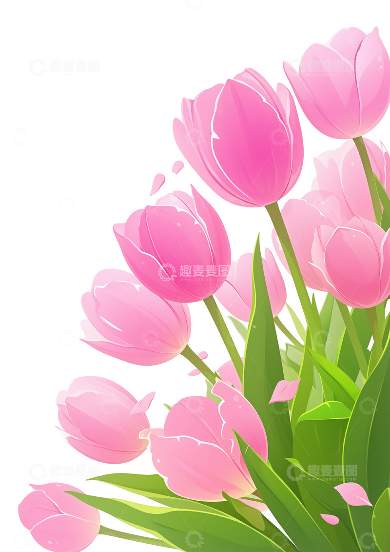 高清大图下载【趣麦麦图】手绘插画风格郁金香鲜花素材