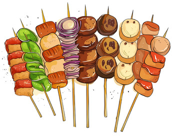 烤串食材免抠手绘素材