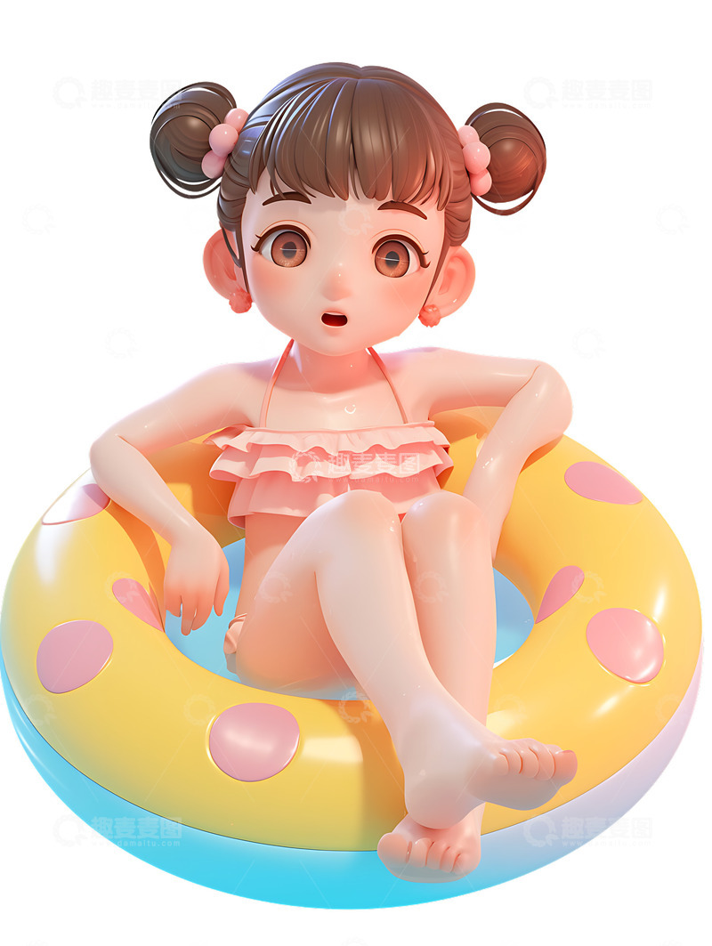 高清大图下载【趣麦麦图】游泳小女孩夏季游泳