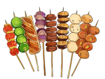 手绘烧烤撸串免抠素材