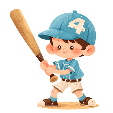 棒球运动卡通人物插画