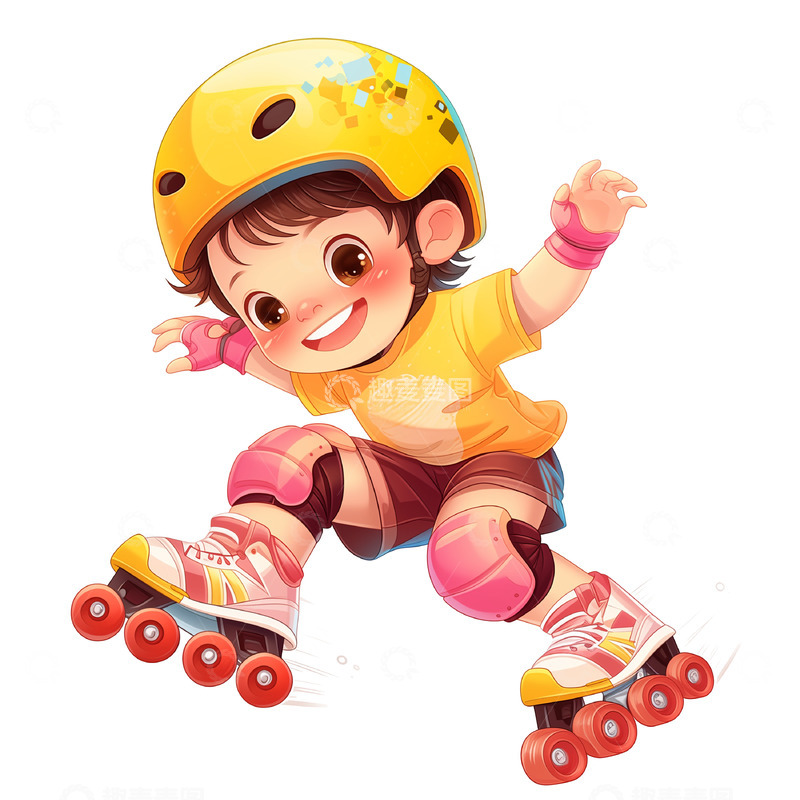 高清大图下载【趣麦麦图】滑旱冰可爱卡通女孩素材