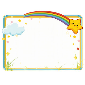 卡通星星彩虹文本框素材