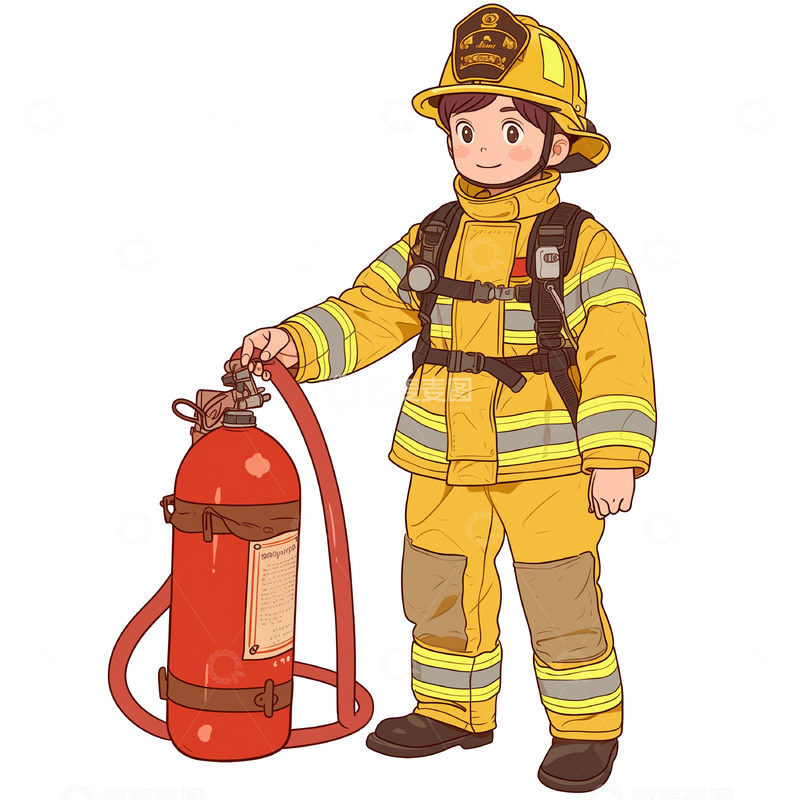 高清大图下载【趣麦麦图】消防员消防海报卡通免抠素材