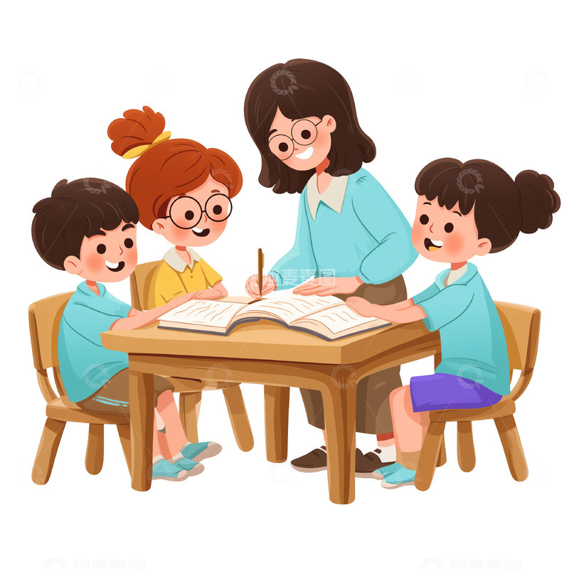 老师在辅导功课卡通人物素材