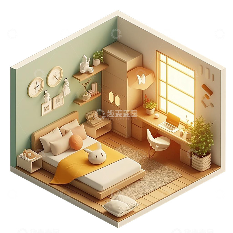 C4D卧室小场景渲染