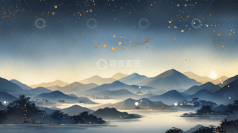 高清大图下载【趣麦麦图】-中国风山水背景