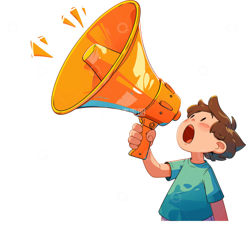 高清大图下载【趣麦麦图】卡通嗽叭喊话人物素材