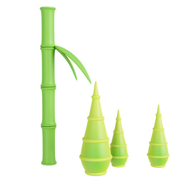 3D竹笋绿色嫩竹笋竹竿