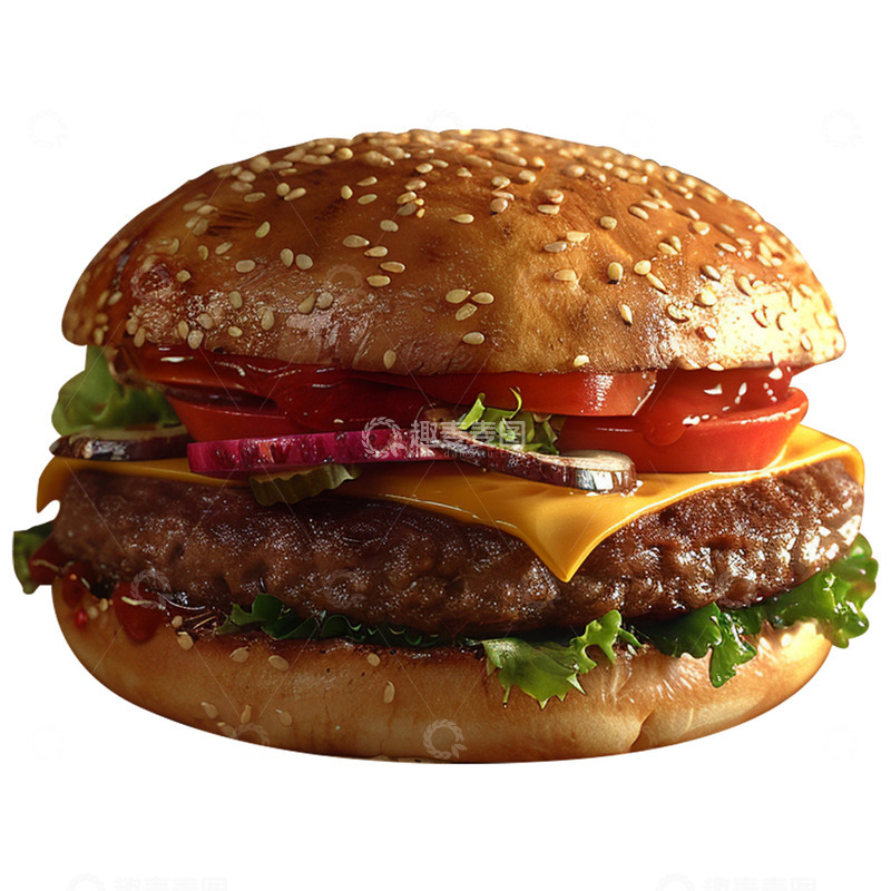 高清大图下载【趣麦麦图】黄油鸡肉牛肉汉堡
