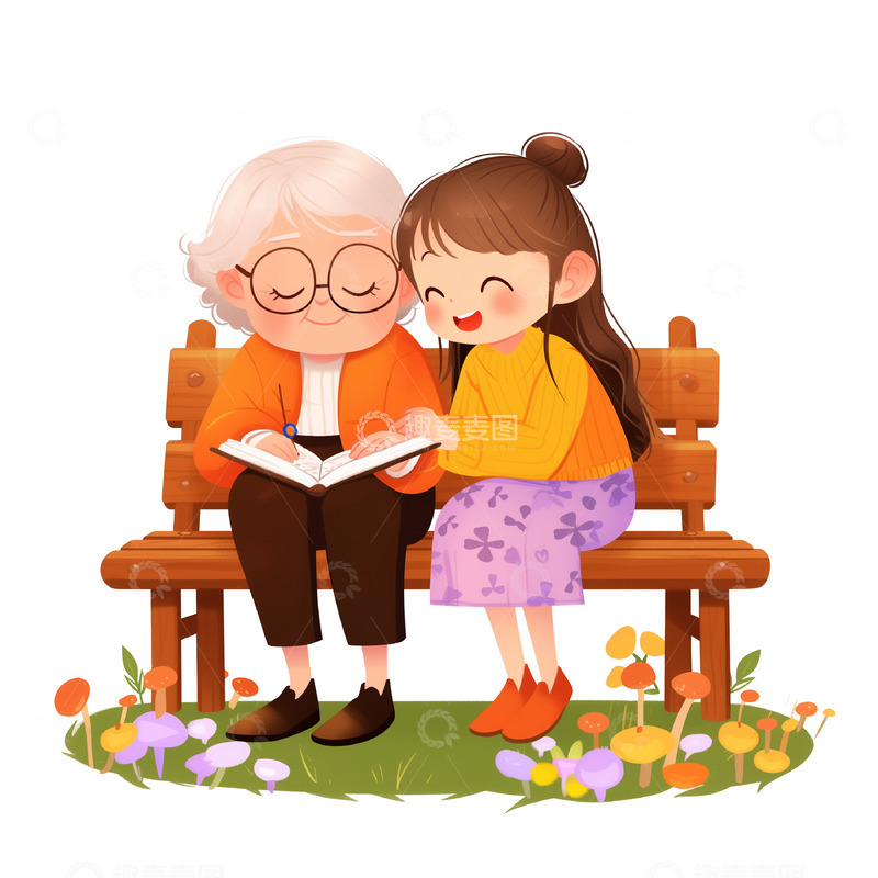高清大图下载【趣麦麦图】卡通风格母亲节重阳节人物素材