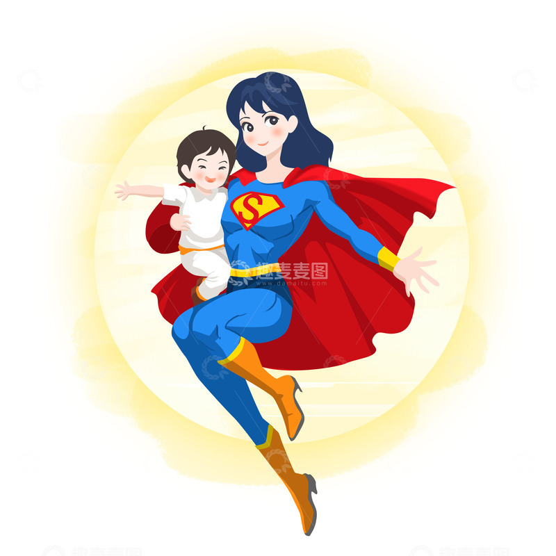 源文件下载【趣麦麦图】母亲节妈妈是超人