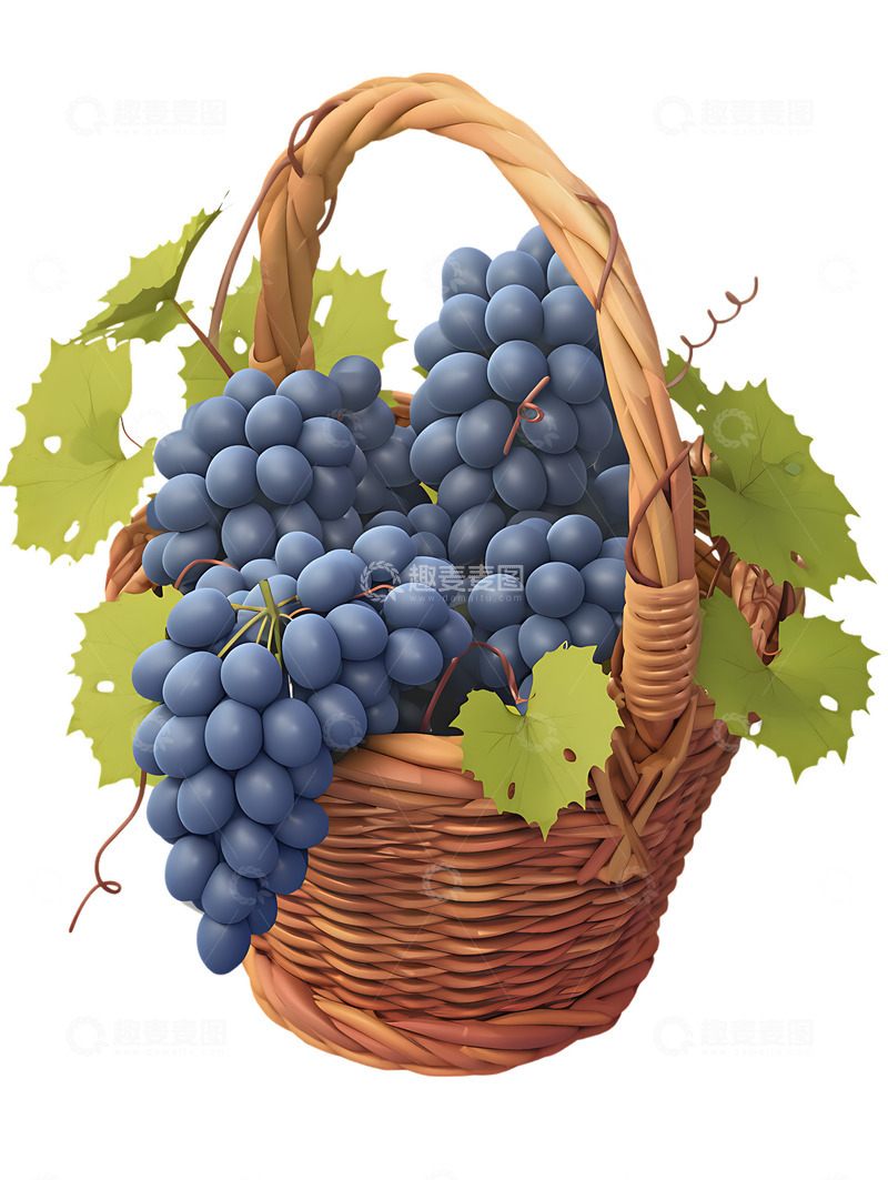高清大图下载【趣麦麦图】-装满葡萄的果篮
