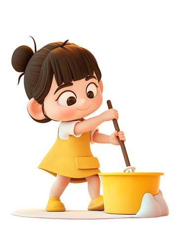 打扫打扫卫生的小女孩