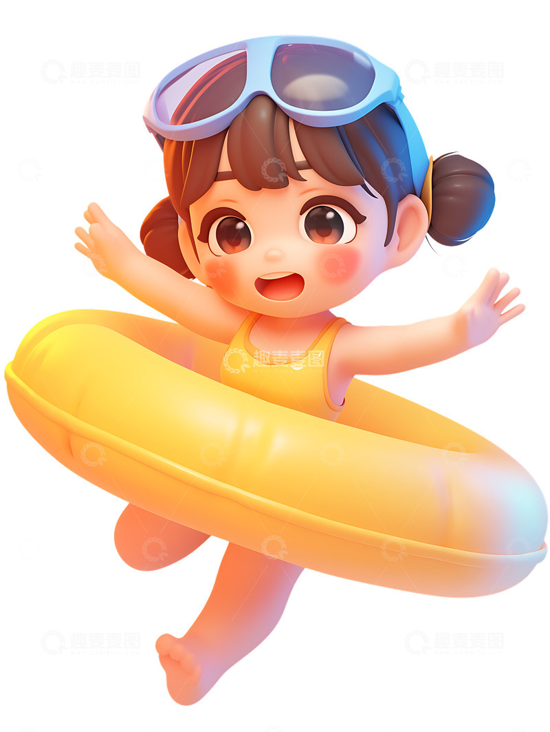 高清大图下载【趣麦麦图】游泳的小女孩2