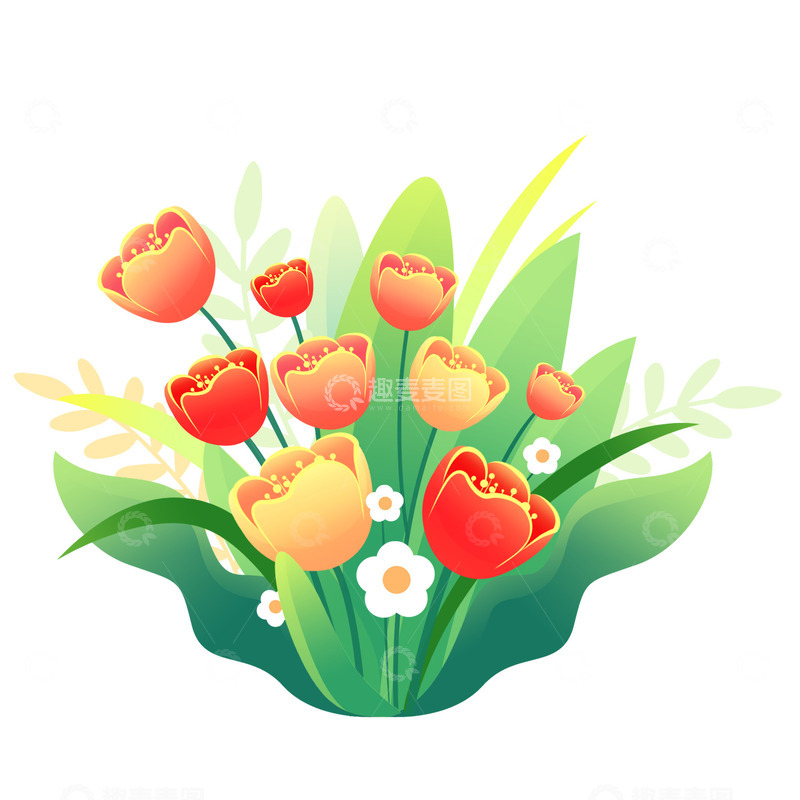 源文件下载【趣麦麦图】小清新植物绿叶草坪元素