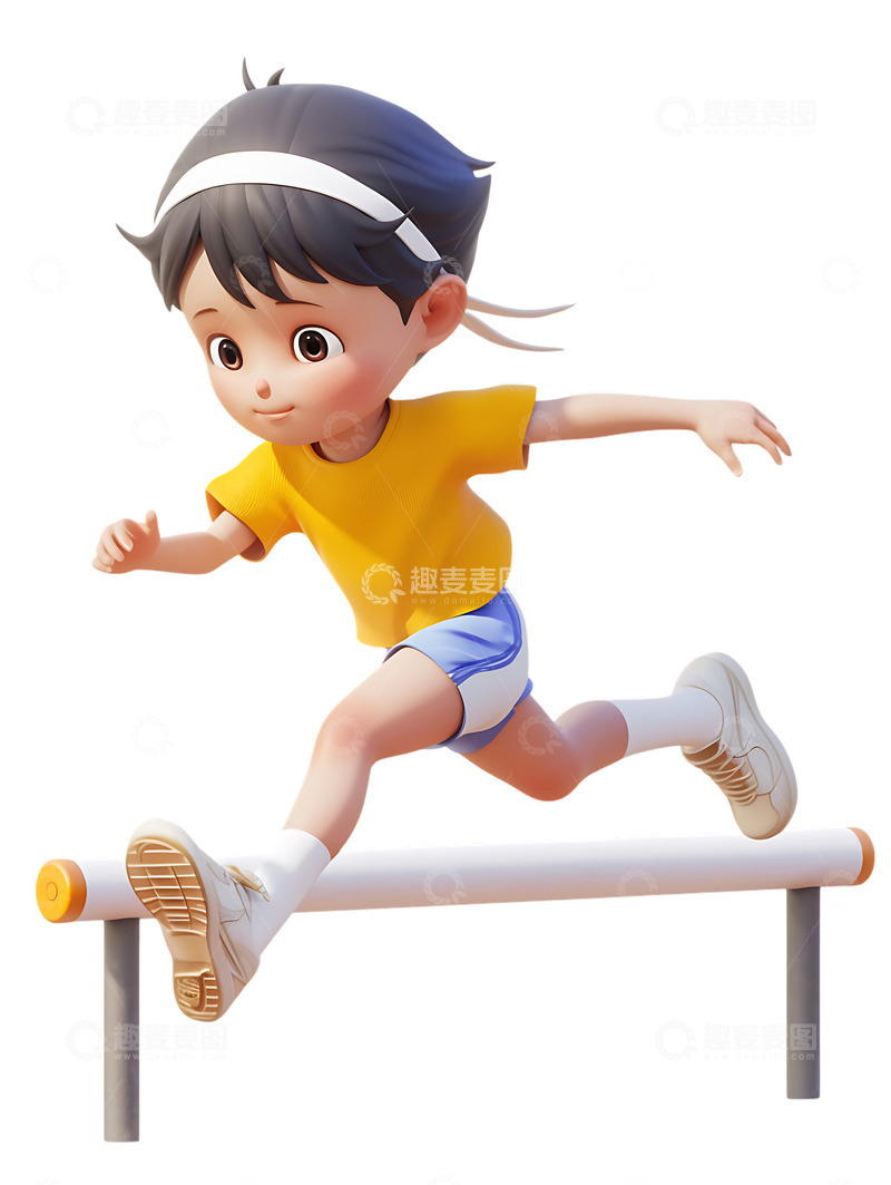 高清大图下载【趣麦麦图】跨栏田径锻炼的小孩子