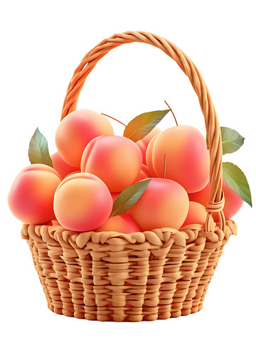 装满各种桃子的果篮