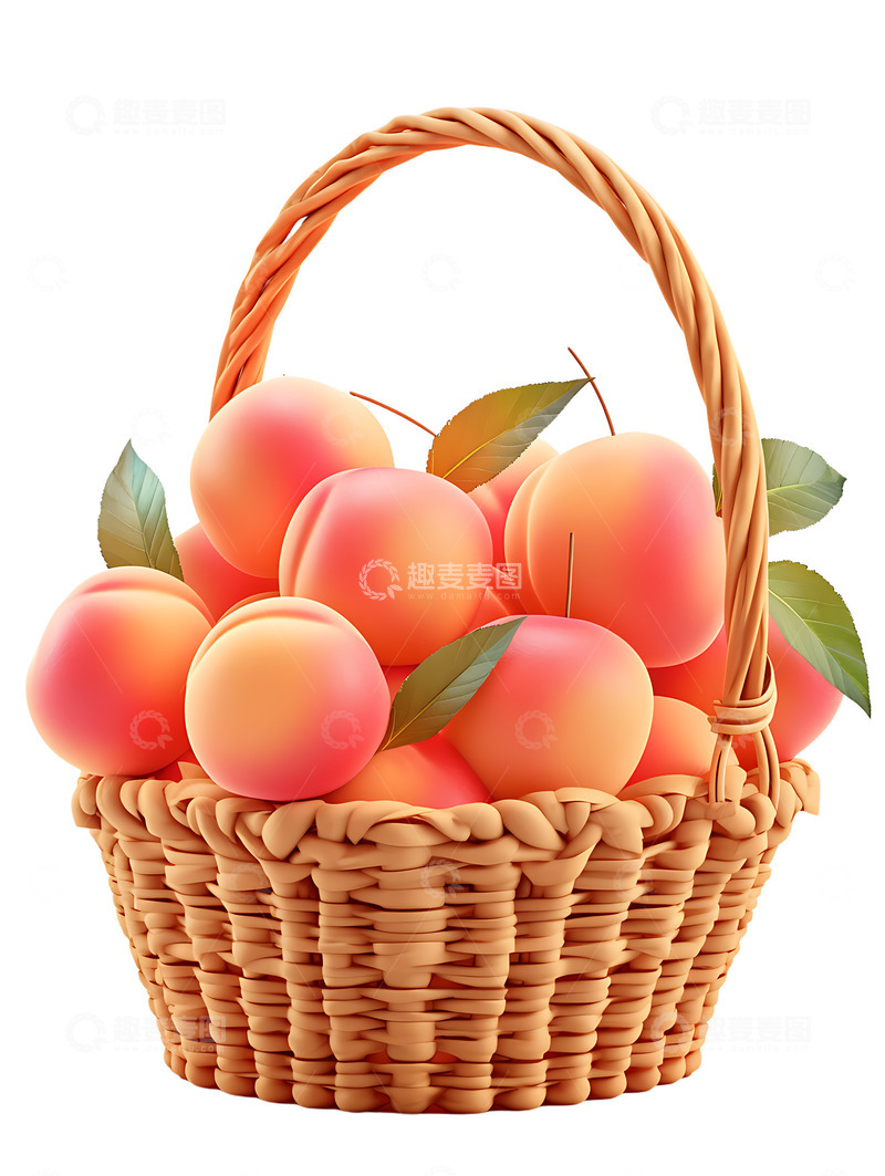 高清大图下载【趣麦麦图】-装满各种桃子的果篮