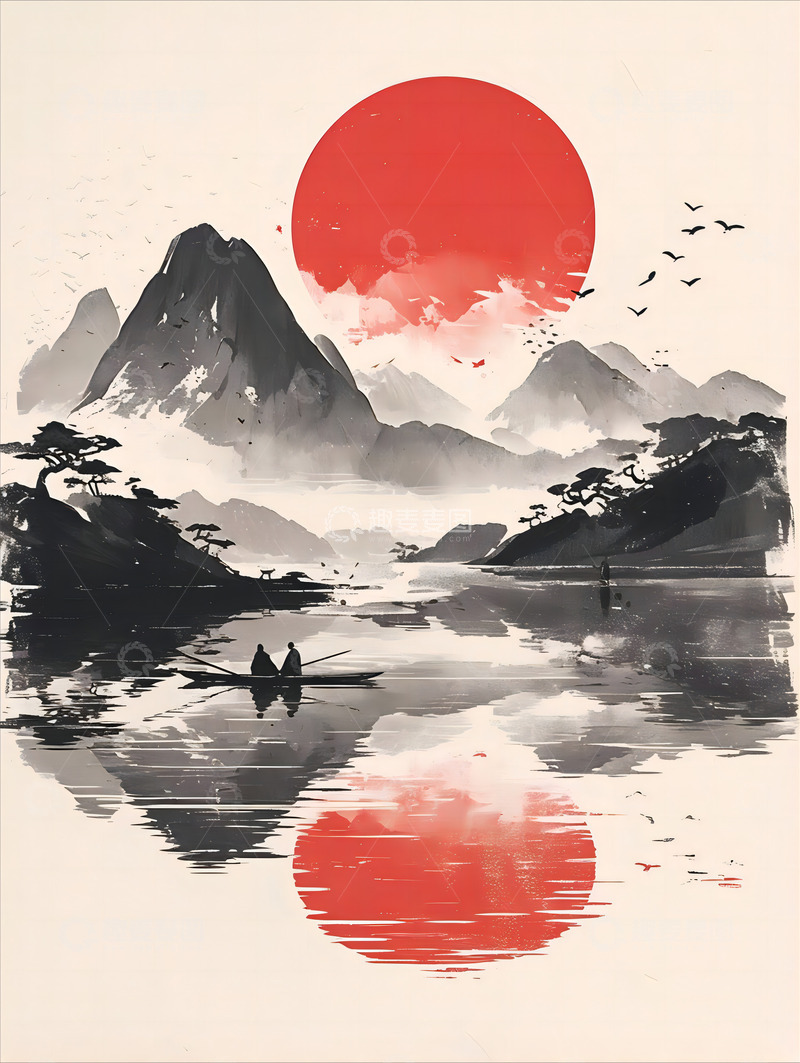 高清大图下载【趣麦麦图】中国风水墨山水画1