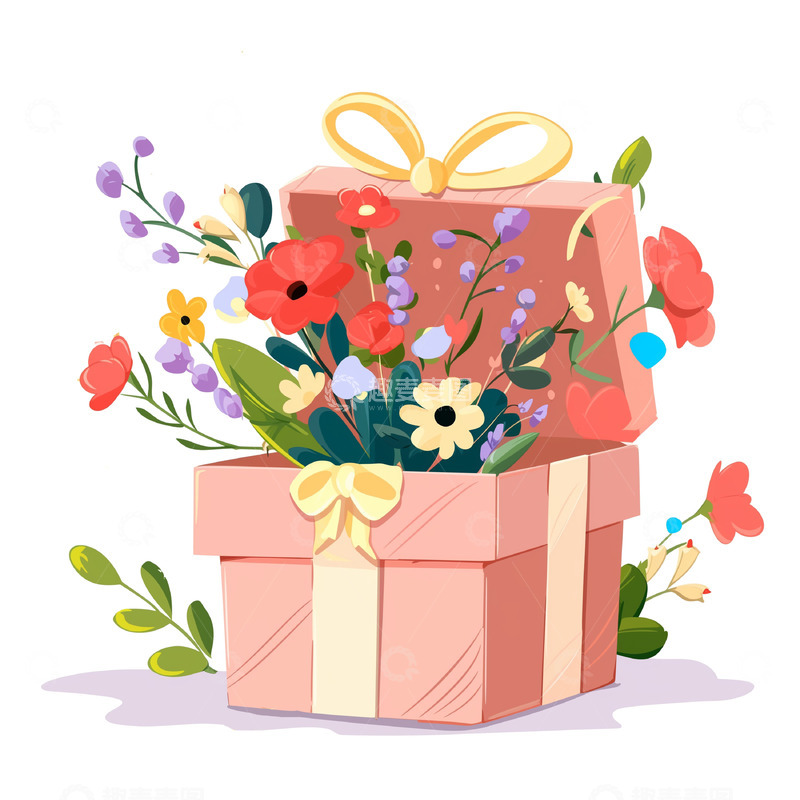 高清大图下载【趣麦麦图】母亲节鲜花礼盒免抠素材