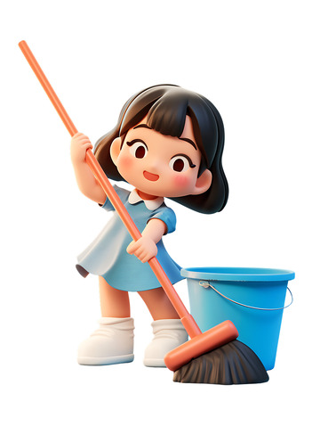 打扫打扫卫生的女孩