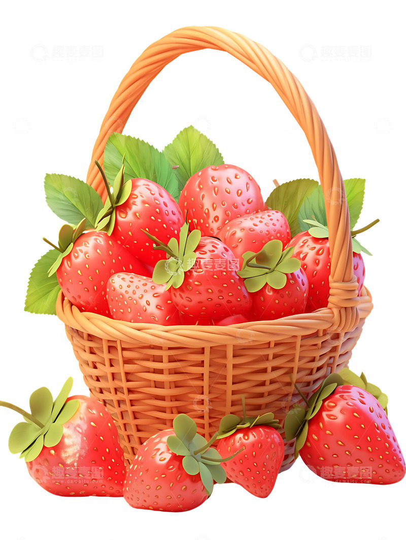 高清大图下载【趣麦麦图】装满草莓的篮子果篮