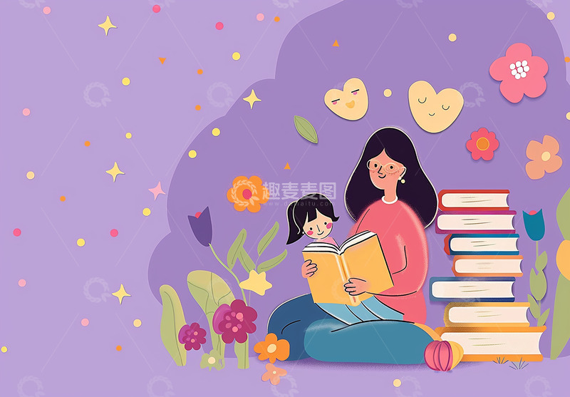 高清大图下载【趣麦麦图】母亲节背景插画
