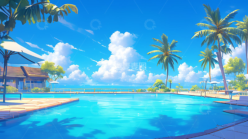 高清大图下载【趣麦麦图】户外夏季泳池背景