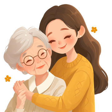 卡通母亲节重阳节敬老人物插画