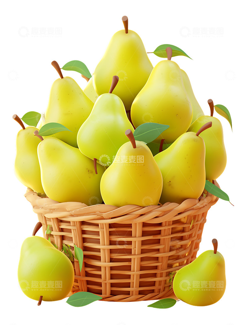 高清大图下载【趣麦麦图】装满鸭梨的篮子果篮