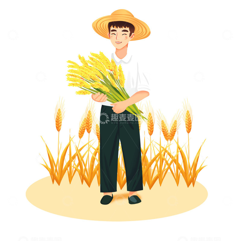 源文件下载【趣麦麦图】劳动节丰收人物