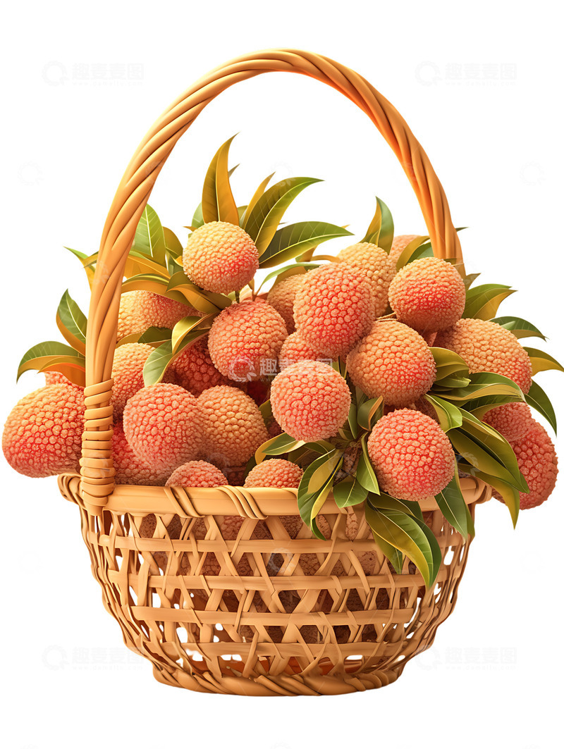 高清大图下载【趣麦麦图】装满荔枝的篮子果篮