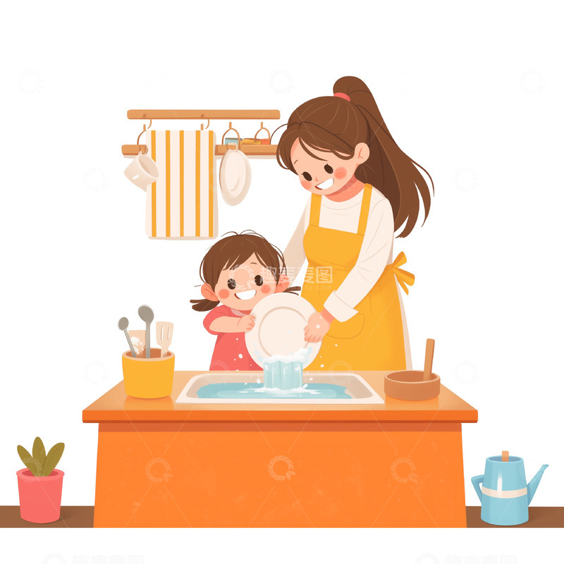 高清大图下载【趣麦麦图】母亲节孝敬行为免抠素材