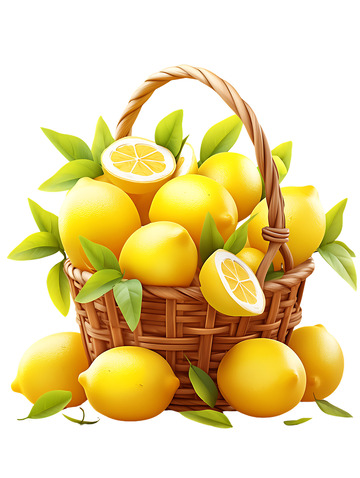 装满柠檬的篮子果篮