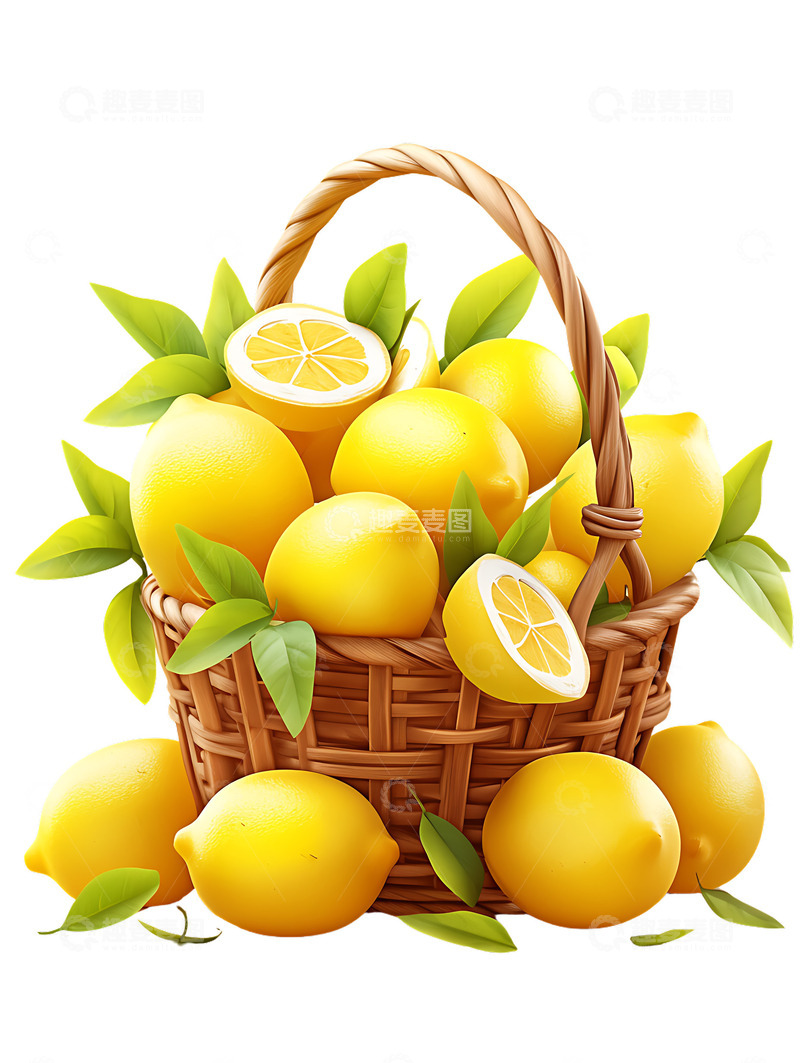 高清大图下载【趣麦麦图】装满柠檬的篮子果篮