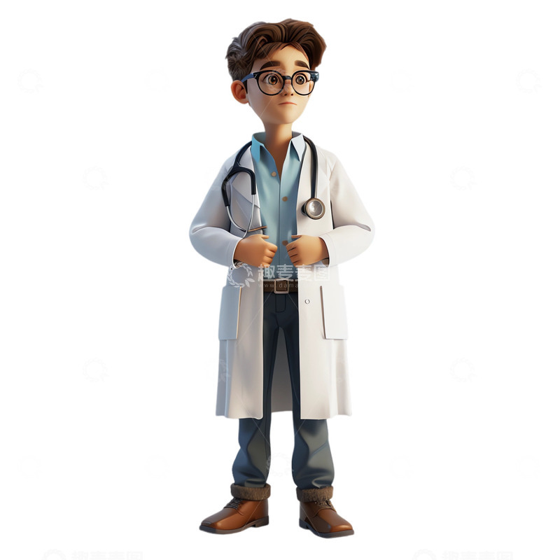 高清大图下载【趣麦麦图】戴眼镜的医生