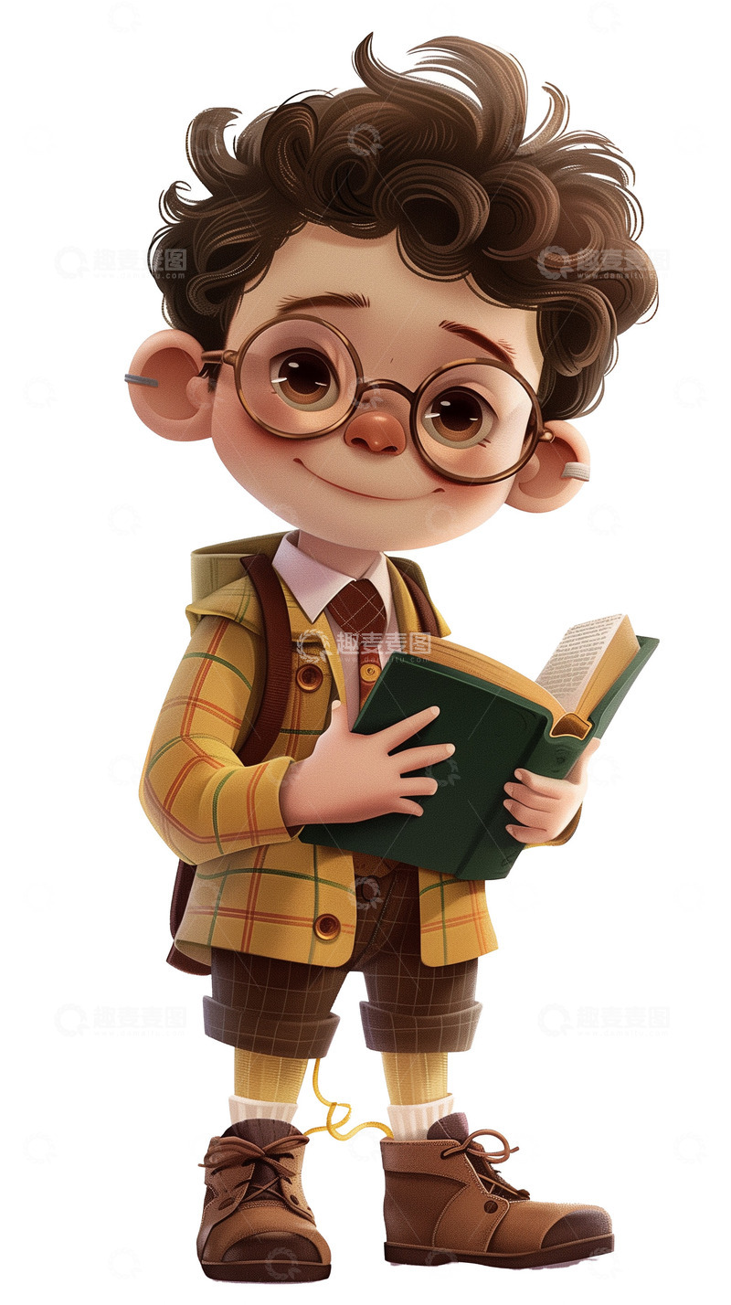 高清大图下载【趣麦麦图】可爱手绘学校男孩