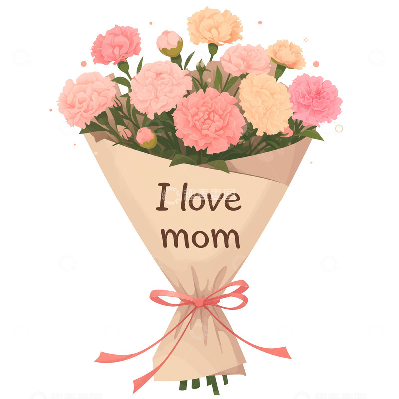 高清大图下载【趣麦麦图】鲜花花束母亲节花束卡通素材