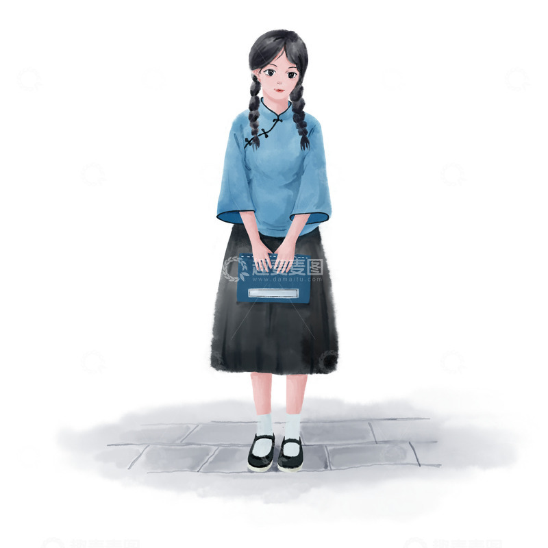 源文件下载【趣麦麦图】水墨青年节民国时期人物