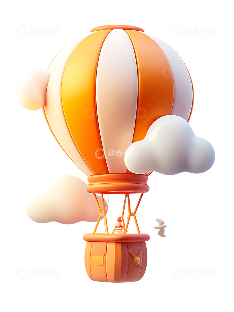 高清大图下载【趣麦麦图】卡通风格热气球