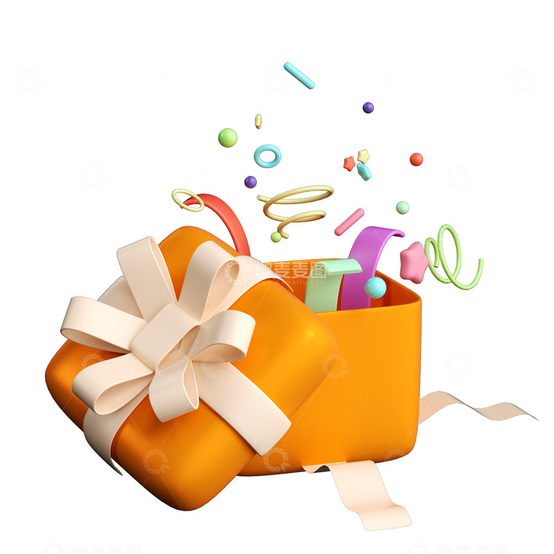 源文件下载【趣麦麦图】c4d电商庆祝派对元素黄色礼物盒