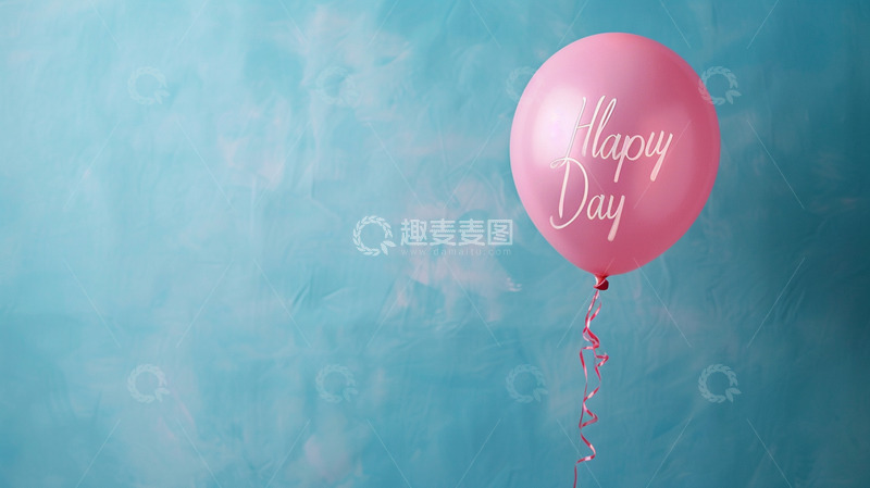 高清大图下载【趣麦麦图】粉色气球上写着happy day