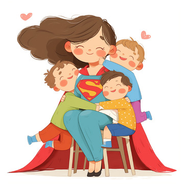 超人妈妈人物插画素材