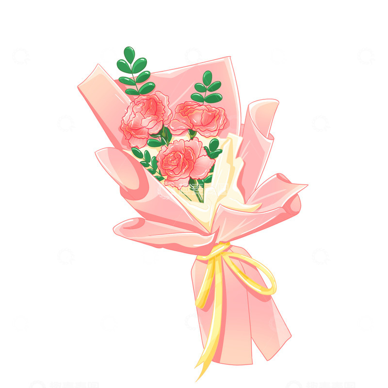 源文件下载【趣麦麦图】-花束康乃馨元素