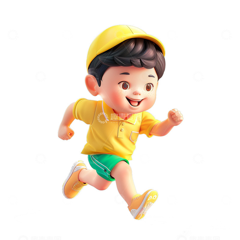 高清大图下载【趣麦麦图】3d运动会奔跑的小男孩