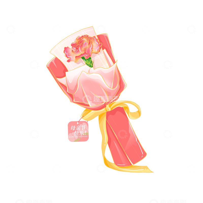 源文件下载【趣麦麦图】-康乃馨花束元素