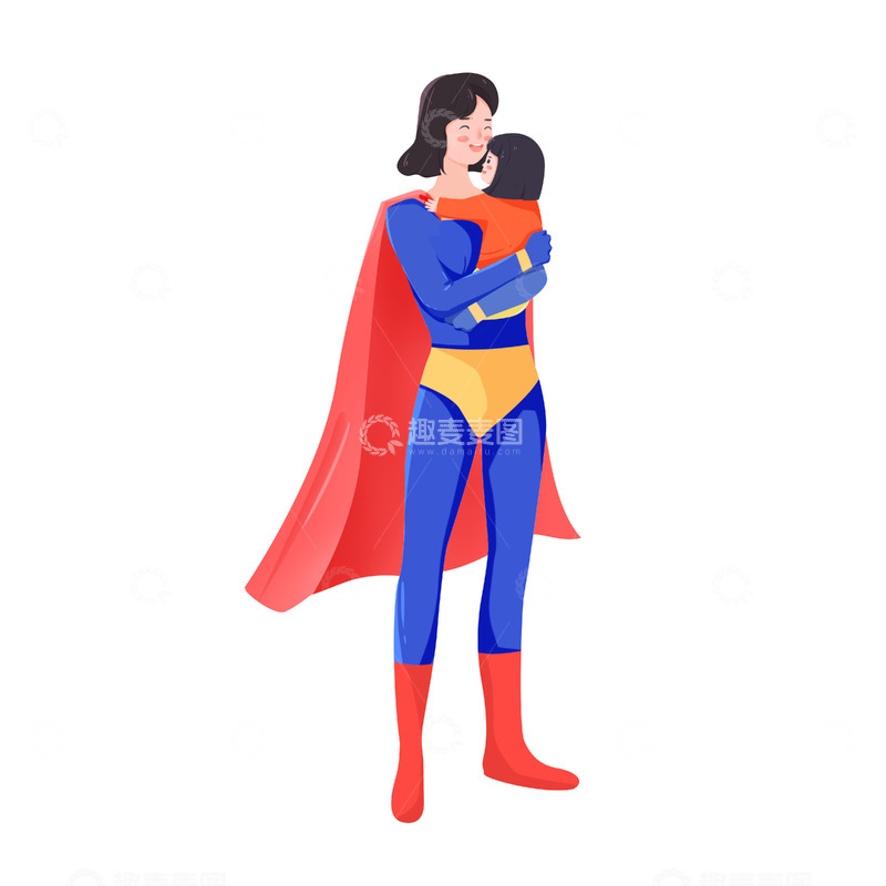 源文件下载【趣麦麦图】母亲节超人母亲元素