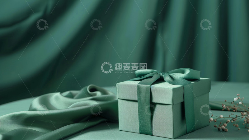 高清大图下载【趣麦麦图】绿色礼盒背景